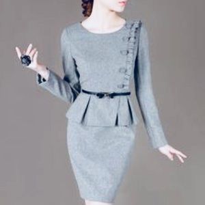 Peplum Jackie O Inspired Suit Dress